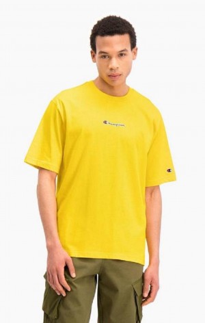 T Shirts Champion Oversized Script Logo Print T-Shirt Homme Doré | 2904-SILPU