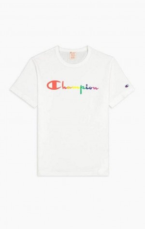 T Shirts Champion PRIDE Crew Neck T-Shirt Homme Blanche | 7983-QEJXN