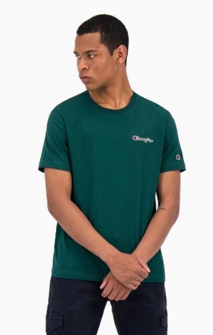 T Shirts Champion Satin Stitch Small Script Logo T-Shirt Homme Vert Clair | 8321-UNQSB