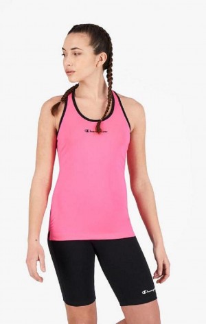 T Shirts Champion Script Logo Course Vest Femme Fushia | 8693-VPUAI