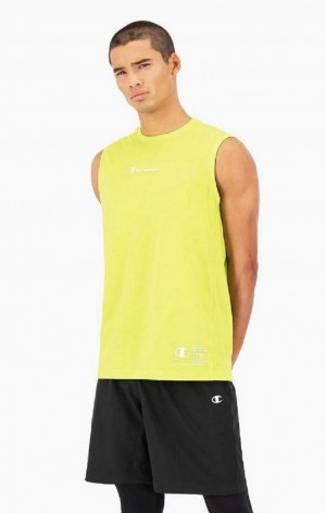 T Shirts Champion Script Logo Print Jersey Tank Top Homme Vert Olive Vert | 6845-SBPAY