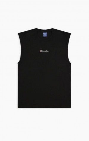 T Shirts Champion Script Logo Top Homme Noir | 7068-FVXAE