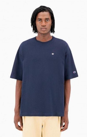 T Shirts Champion Small C Logo T-Shirt Homme Bleu Foncé | 0521-CRBVU