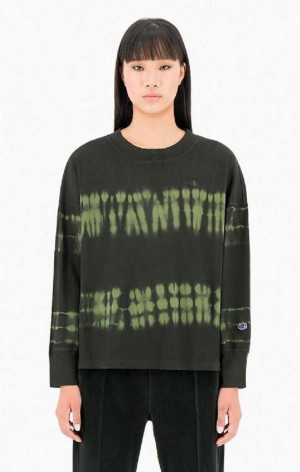 T Shirts Champion Tie Dye C Logo Jersey Top Femme Vert | 4712-SJNYU