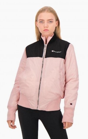 Vestes Champion Colour Block Bomber Jacket Femme Rose | 9325-EPHAQ