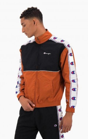 Vestes Champion Colour Block Logo Tape Trim Piste Jacket Homme Marron | 2358-FCPAG