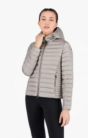 Vestes Champion Legere Rembourré Encapuchonné Jacket Femme Blanche | 4619-KFVNH