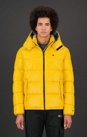 Vestes Champion Reflective Hood Zip-Up Rembourré Jacket Homme Jaune | 0658-THKJO