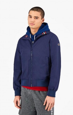 Vestes Champion Rubber C Zip-Through Jacket Homme Bleu Foncé | 7543-KIPAZ