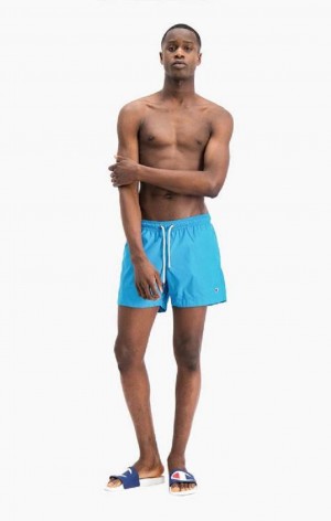 Vetement de Bain Champion D'eau Reacting Script Logo Print Swim Shorts Homme Bleu | 0317-CEWZD