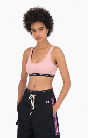 Vetement de Bain Champion Nervuré Coton Logo Trim Bralette Femme Rose | 0925-PCGEX