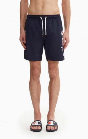 Vetement de Bain Champion Script Logo Print Board Shorts Homme Bleu Foncé | 3740-VFJUL