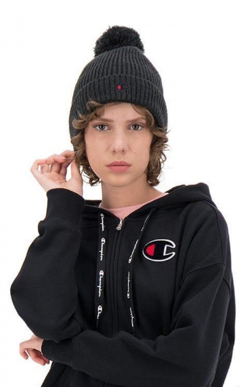 Chapeaux Champion C Logo Marl Bobble Beanie Hat Femme Noir | 1765-DPJOV