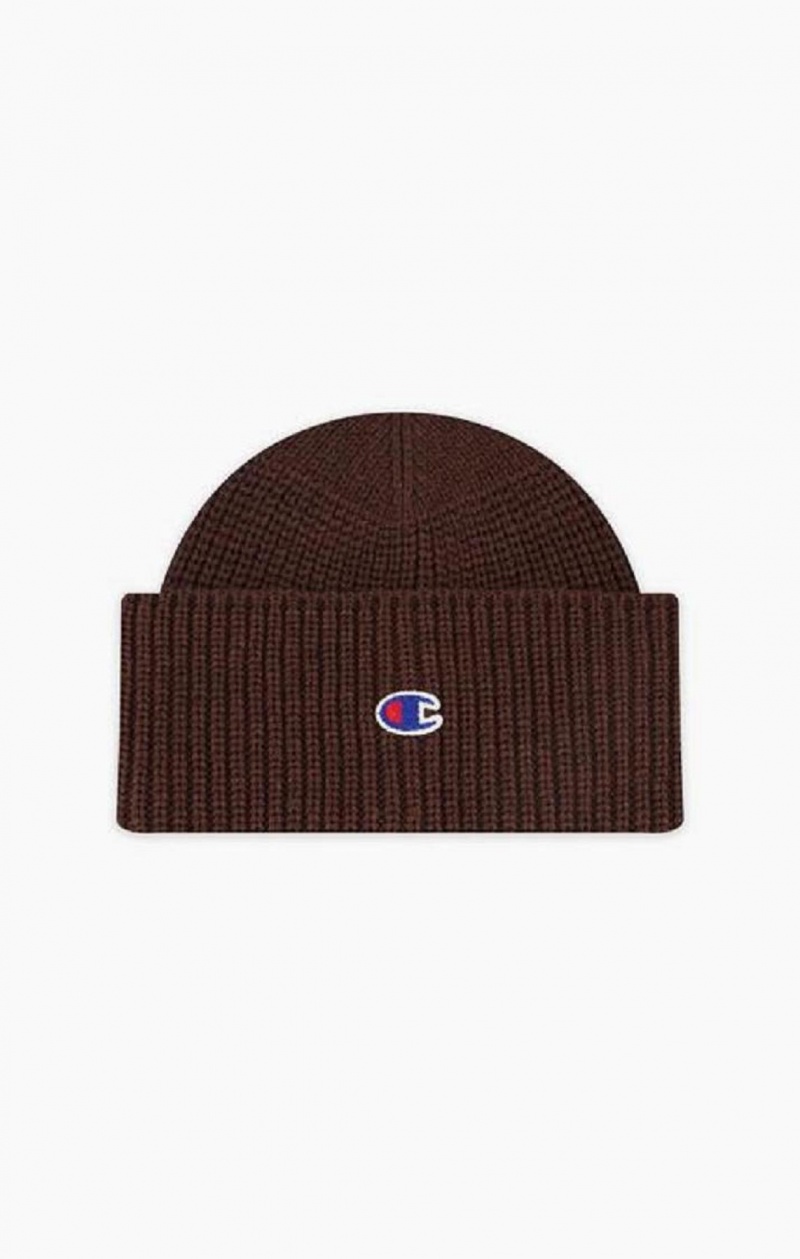 Chapeaux Champion C Logo Patch Recycled Beanie Hat Femme Marron | 1047-HXWSY