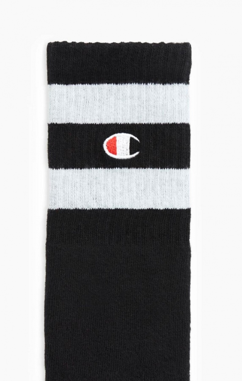 Chaussette Champion Tube Stripe Crew Socks Femme Noir | 9104-EFCAH