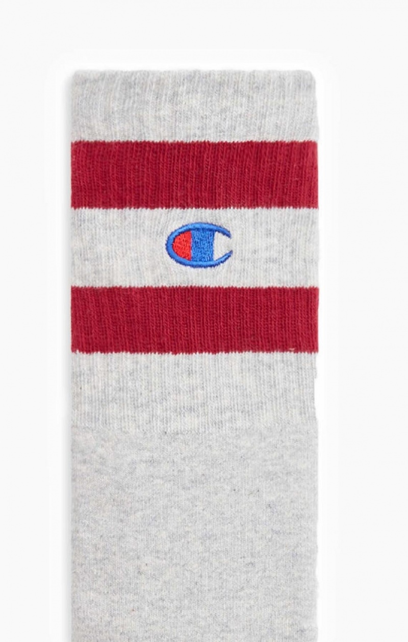 Chaussette Champion Tube Stripe Crew Socks Femme Grise Clair | 4512-FRAIU