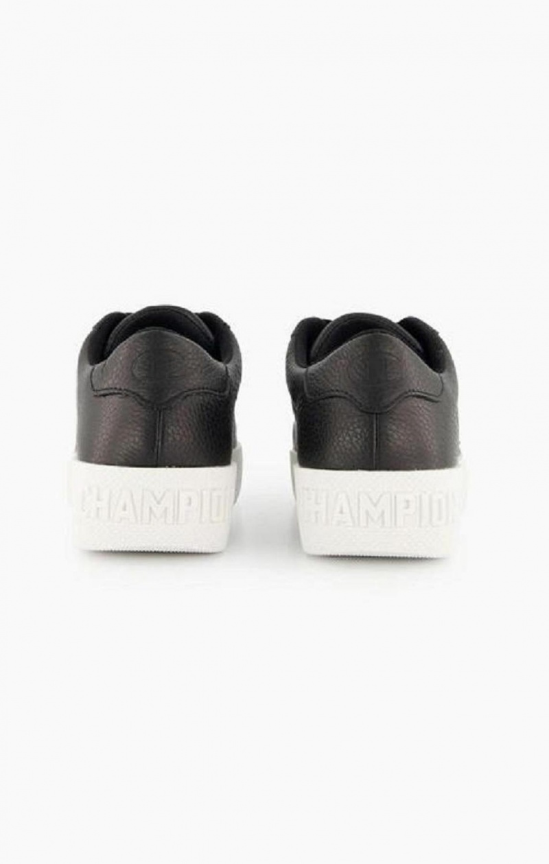 Chaussures de Sport Champion C Logo Textured Cuir Plateforme Trainers Femme Noir | 8725-HTGRF