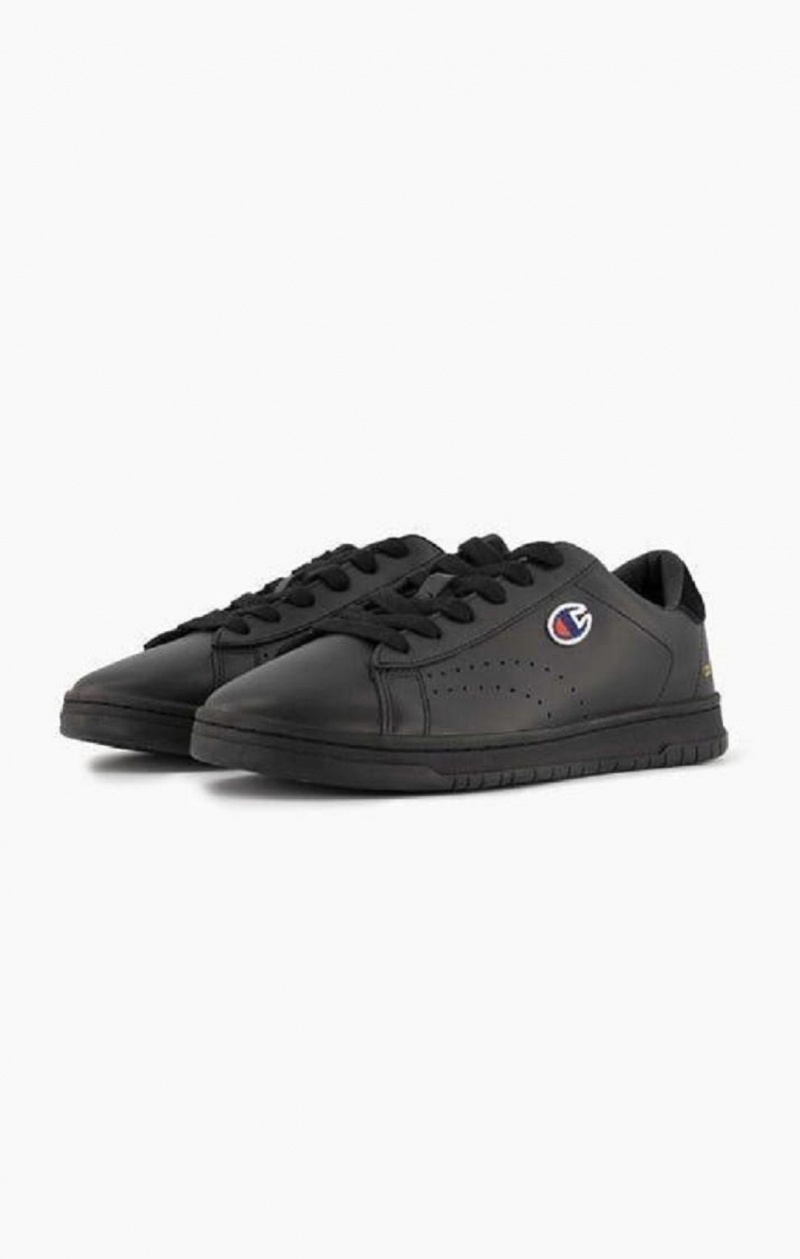 Chaussures de Sport Champion Court Club Patch Logo Trainers Homme Noir | 5648-XFRVA