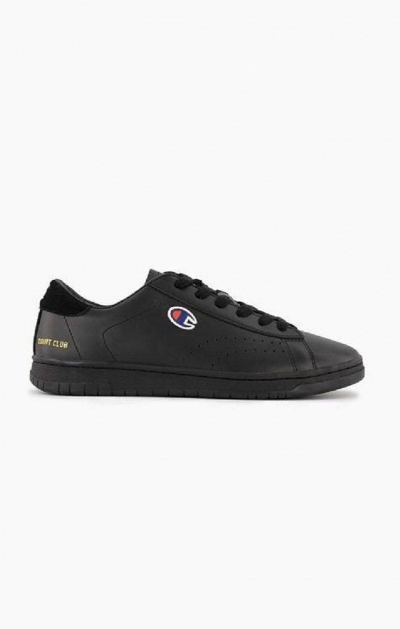 Chaussures de Sport Champion Court Club Patch Logo Trainers Homme Noir | 5648-XFRVA