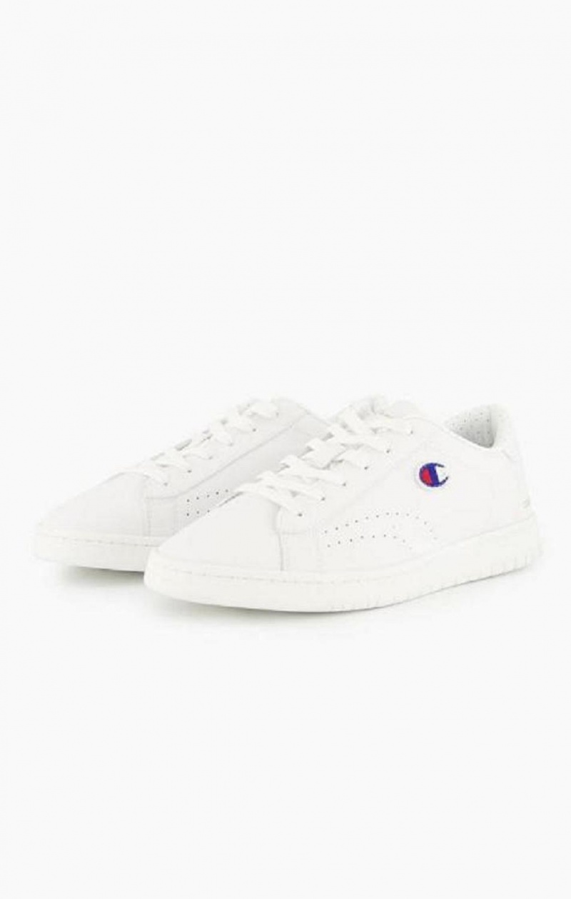 Chaussures de Sport Champion Embroidered Logo Cuir Trainers Femme Blanche | 1085-USOZT