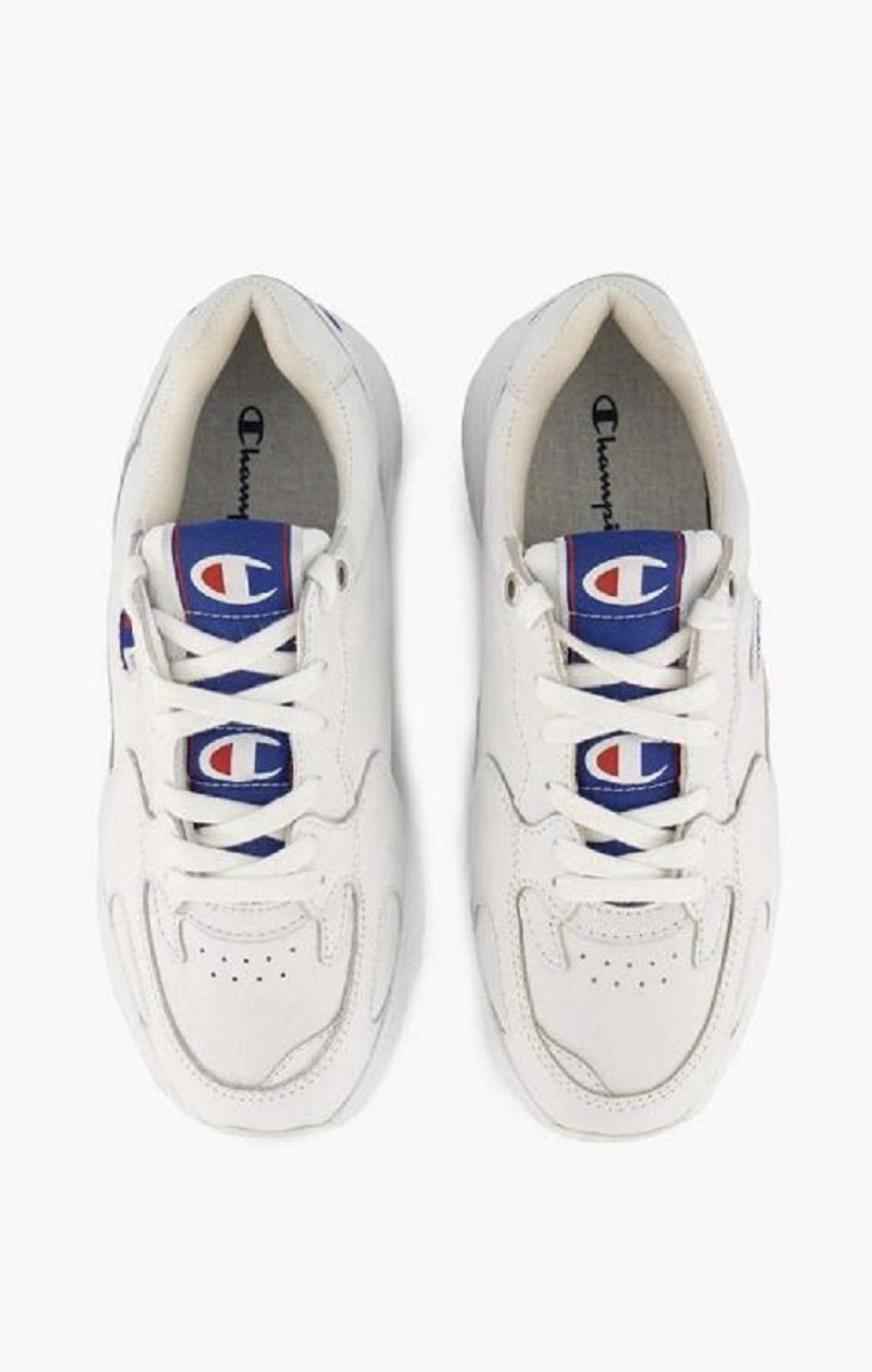 Chaussures de Sport Champion Embroidered Logo Cuir Trainers Femme Blanche | 0234-BTGJR