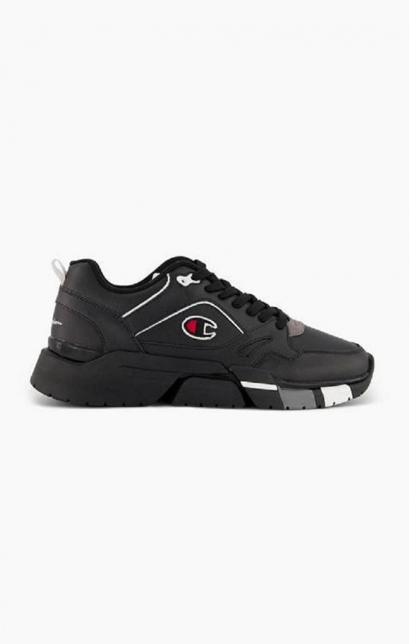 Chaussures de Sport Champion Lander Cuir Trainers Homme Noir | 6374-AIKNF