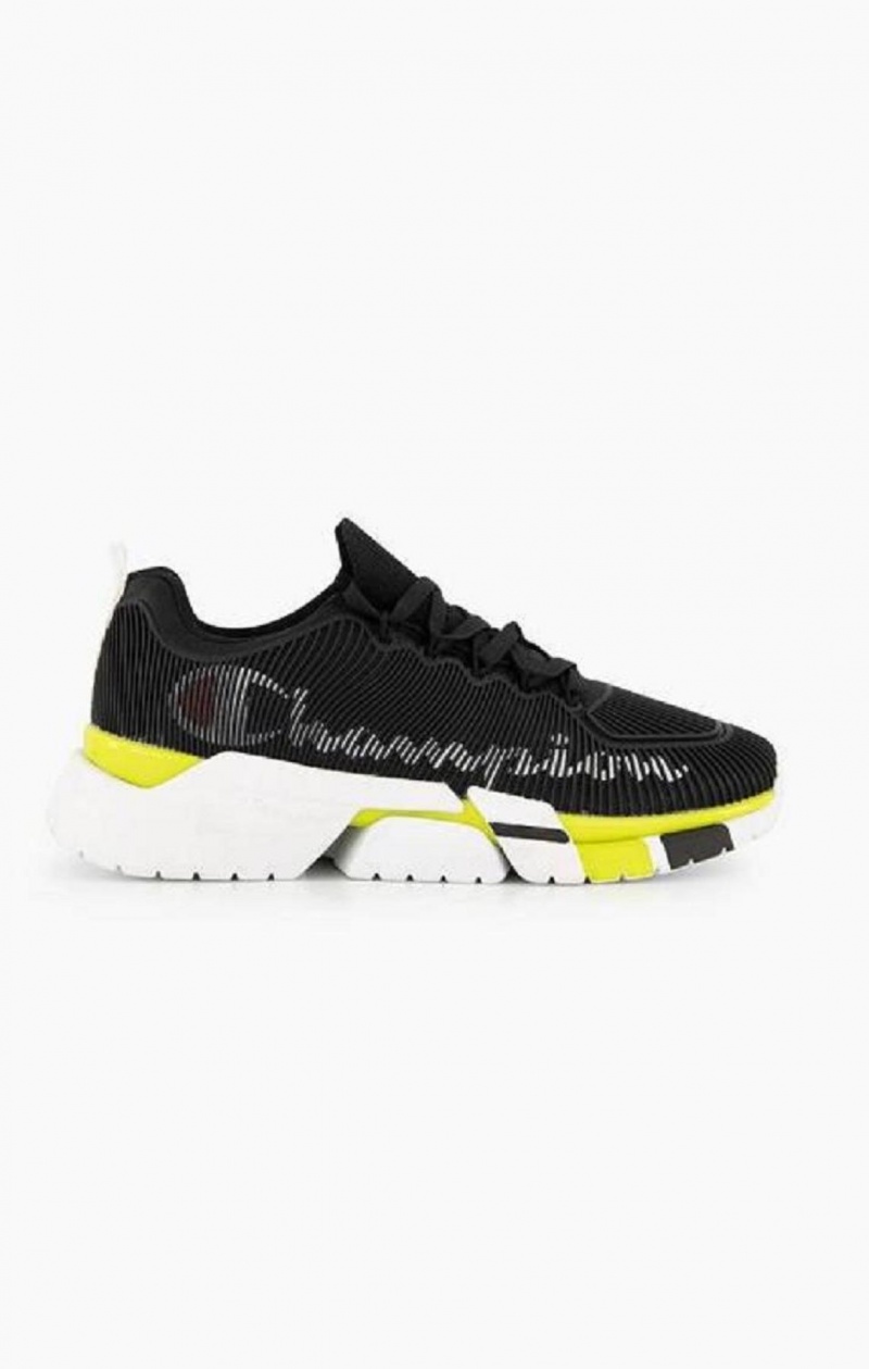 Chaussures de Sport Champion Script Logo Recycled Mesh Trainers Femme Noir | 8543-ESZKT