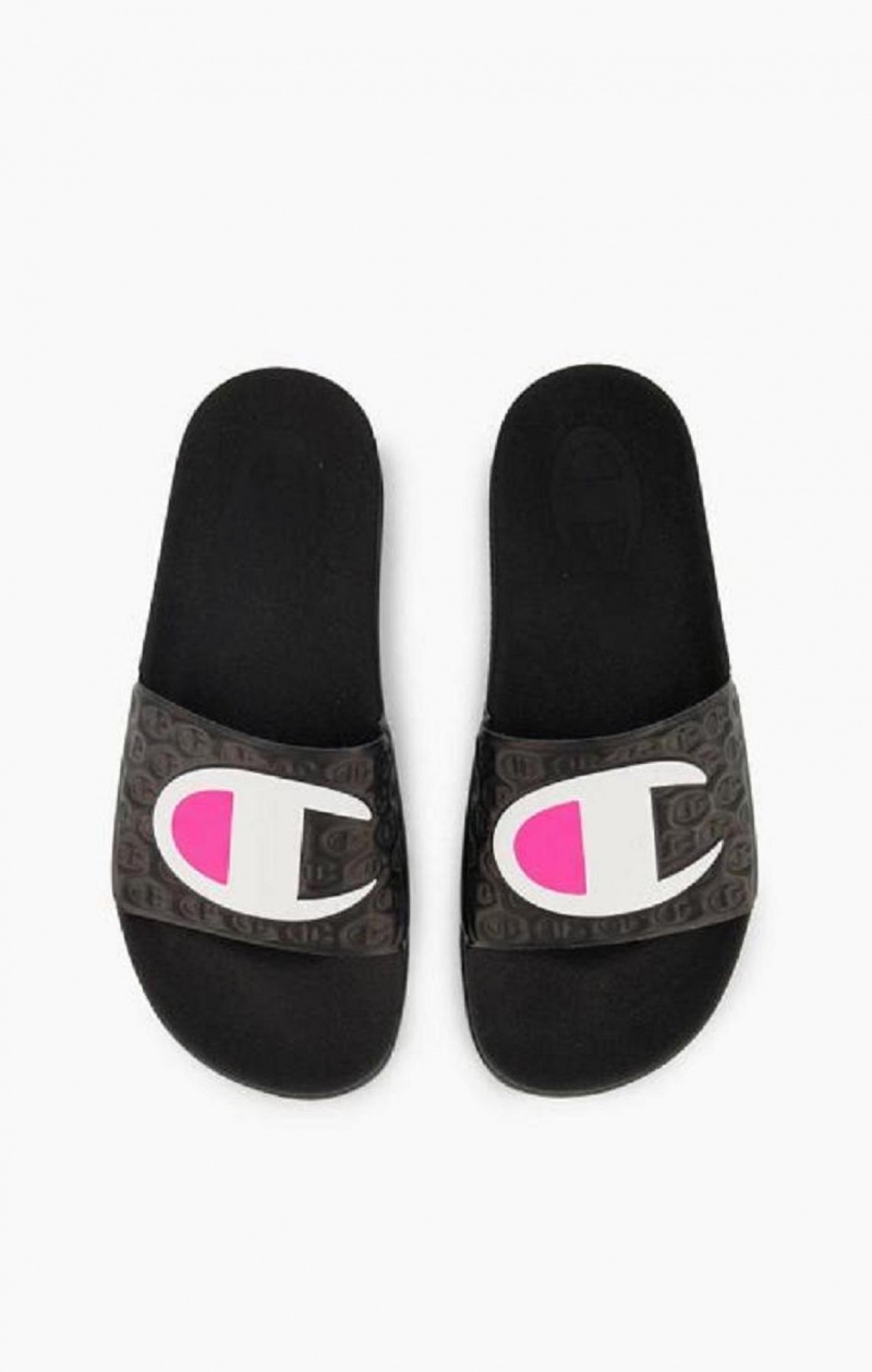 Claquette Champion C Logo Pool Slides Femme Noir | 6293-QKYSW