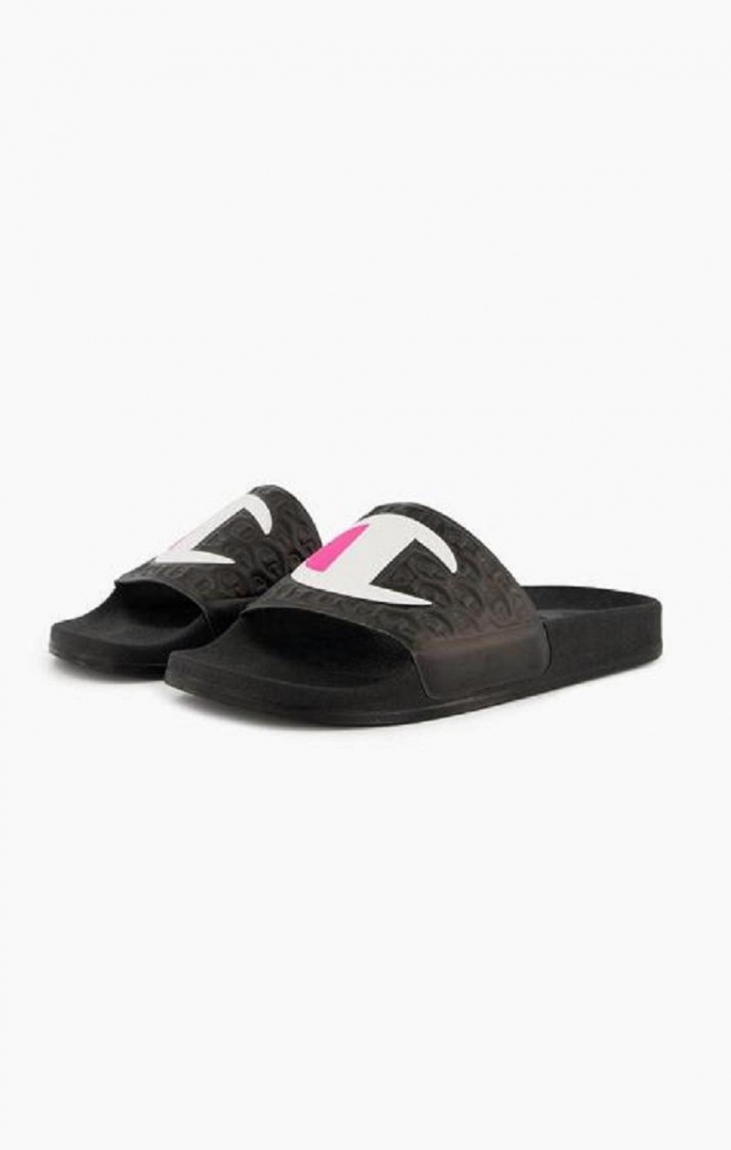 Claquette Champion C Logo Pool Slides Femme Noir | 6293-QKYSW