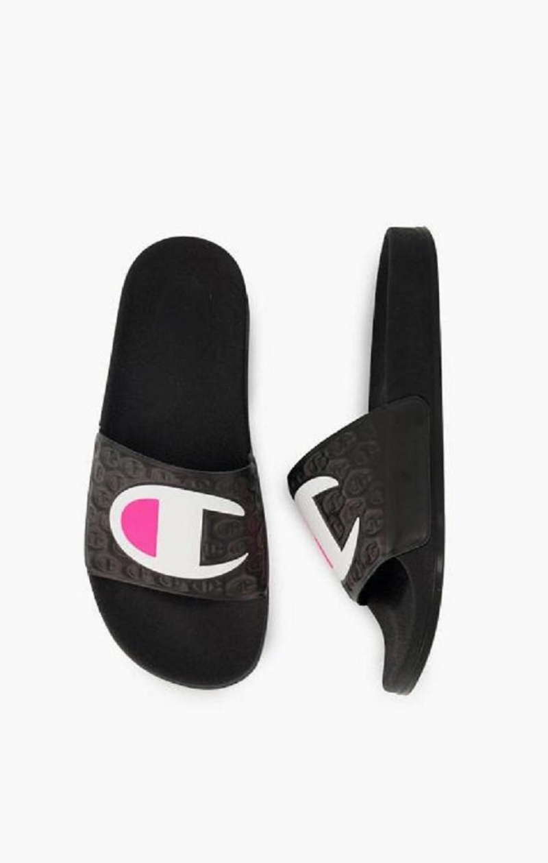 Claquette Champion C Logo Pool Slides Femme Noir | 6293-QKYSW