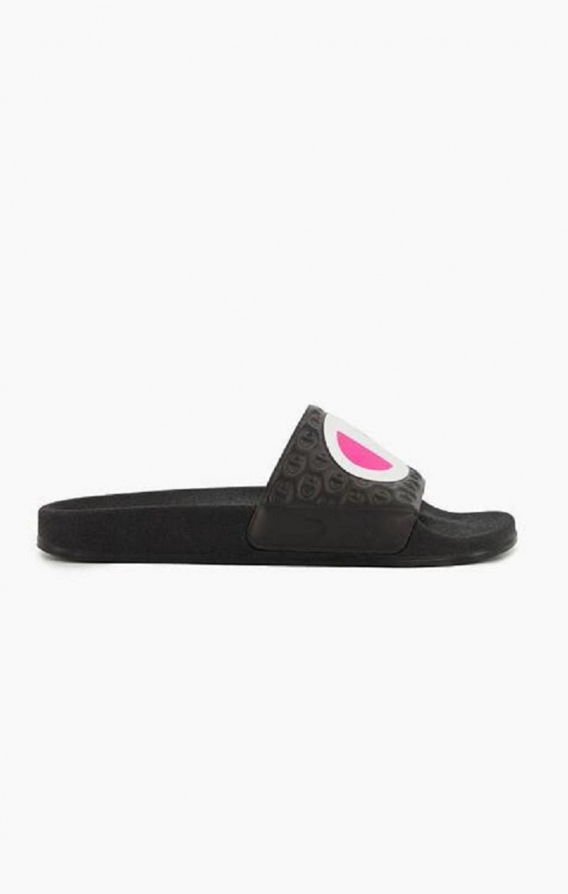 Claquette Champion C Logo Pool Slides Femme Noir | 6293-QKYSW