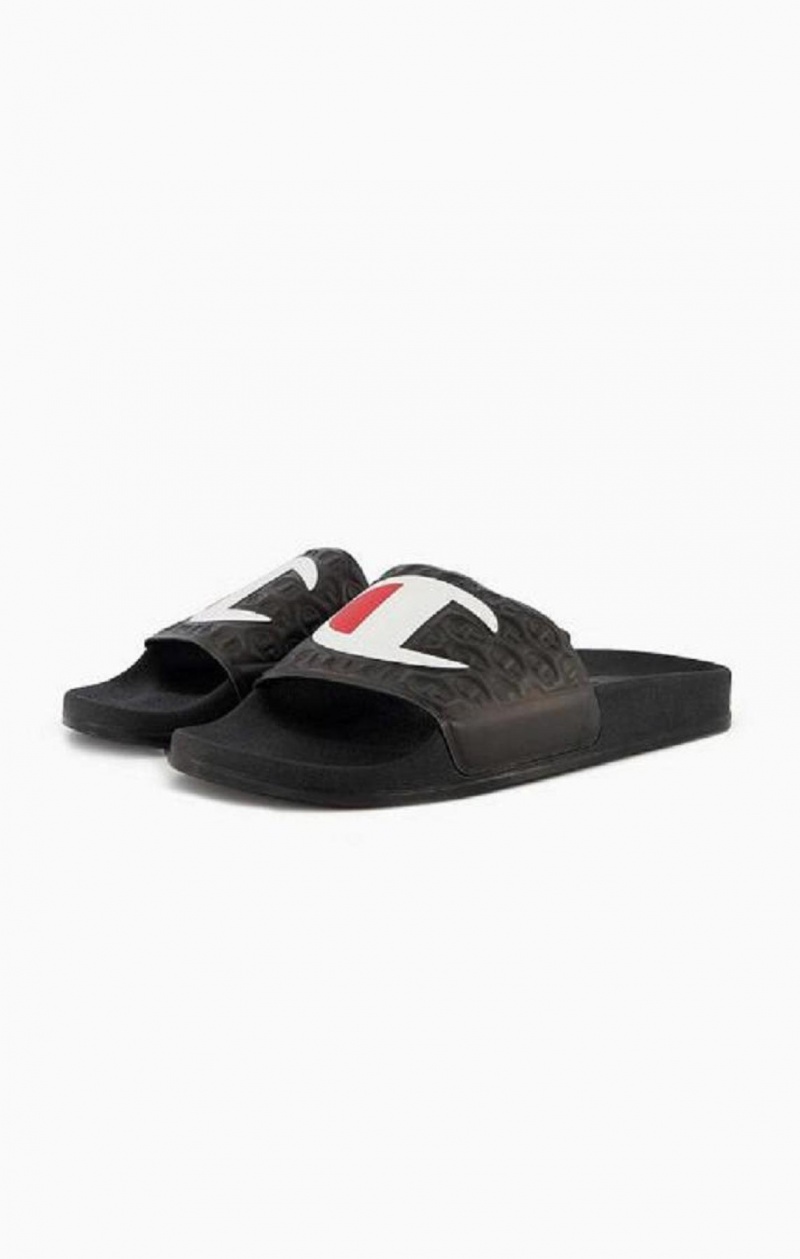 Claquette Champion C Patch Pool Slides Homme Noir | 6785-PLBGC