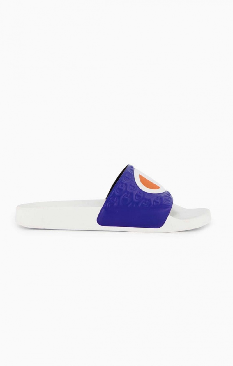 Claquette Champion C Patch Pool Slides Homme Blanche | 8160-UYQDR