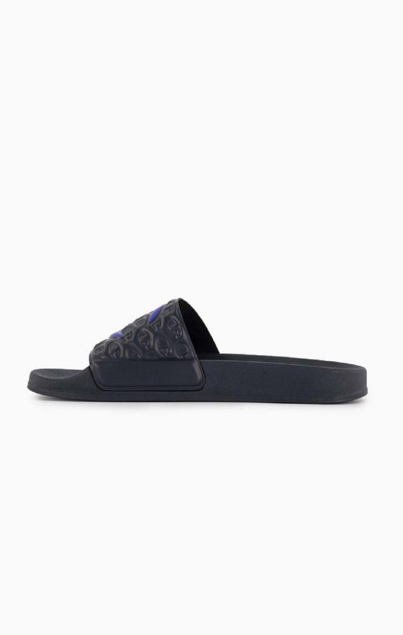 Claquette Champion C Patch Pool Slides Homme Bleu Foncé | 7013-FHUOI