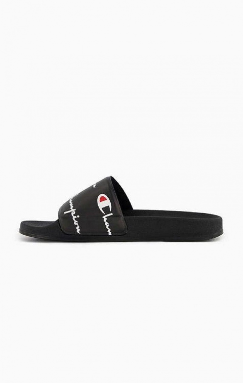 Claquette Champion Repeat Script Logo Print Pool Slides Homme Noir | 0426-IZYDM