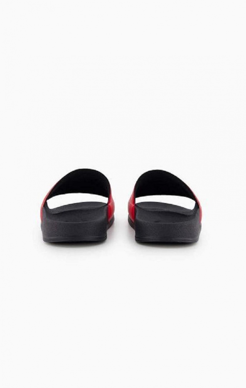 Claquette Champion Script Logo Pool Slides Homme Rouge Noir | 6745-KUNOV