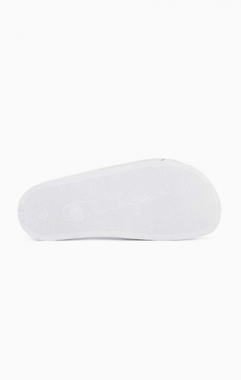 Claquette Champion Script Logo Pool Slides Homme Blanche | 4523-YLAHD