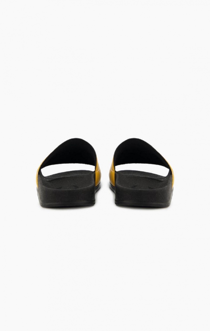 Claquette Champion Script Logo Pool Slides Homme Jaune Noir | 5730-ZMQBD