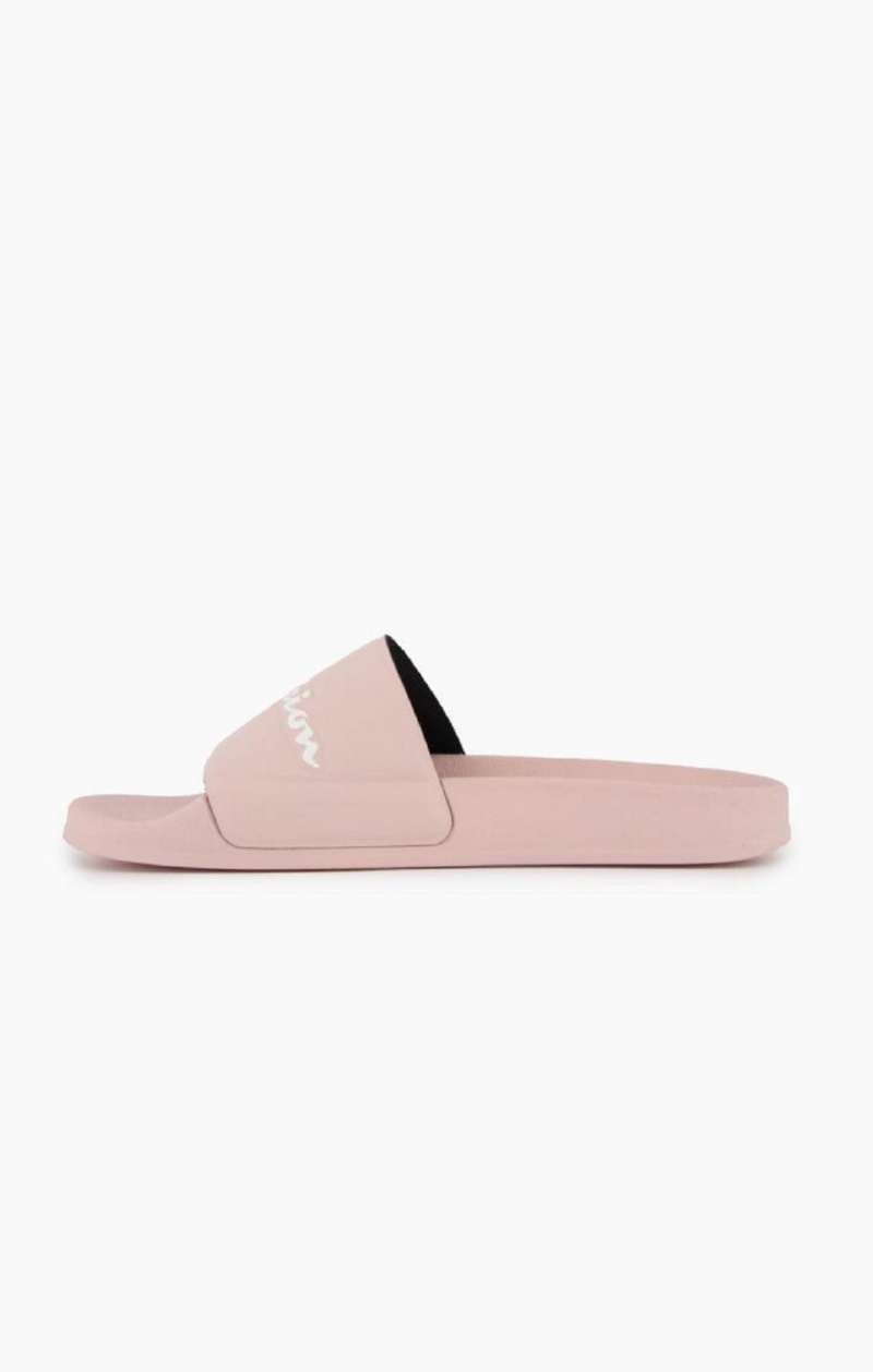 Claquette Champion Script Logo Pool Slides Femme Rose | 4723-IQSJU