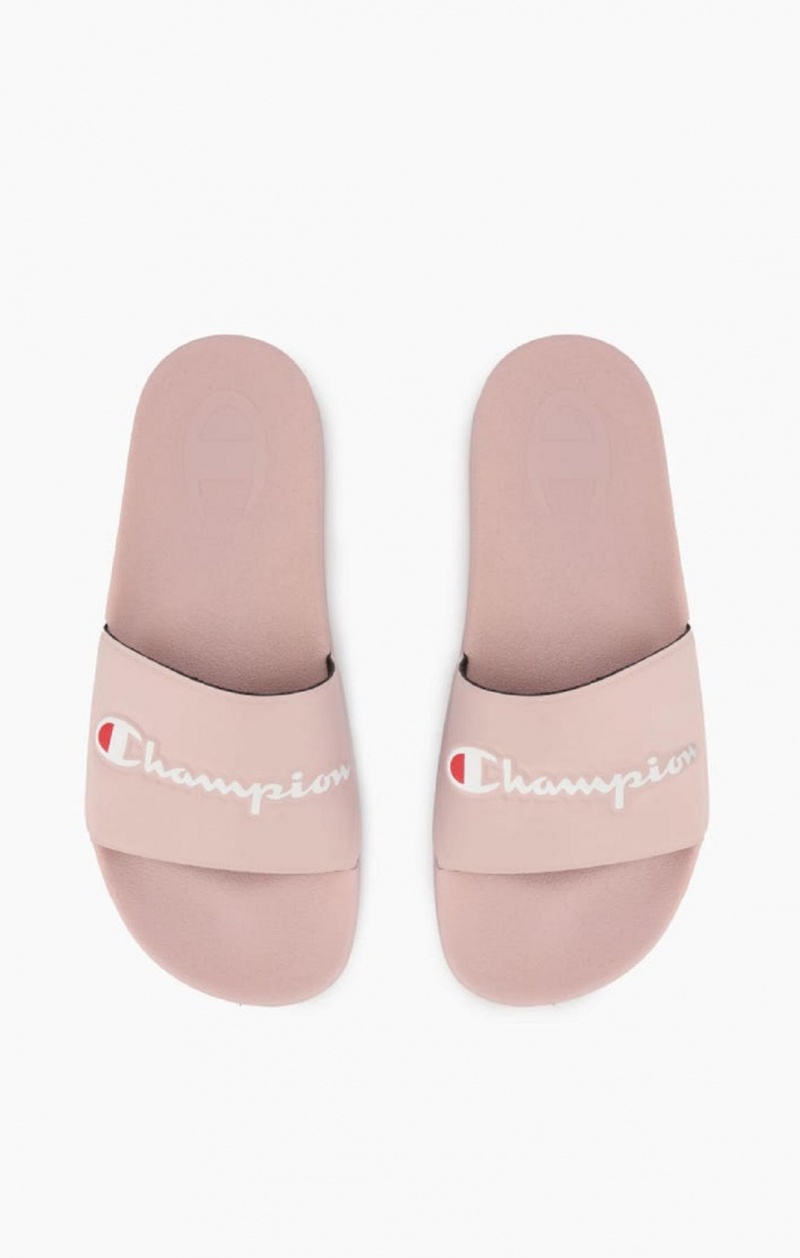 Claquette Champion Script Logo Pool Slides Femme Rose | 4723-IQSJU