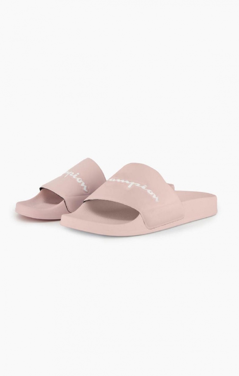 Claquette Champion Script Logo Pool Slides Femme Rose | 4723-IQSJU