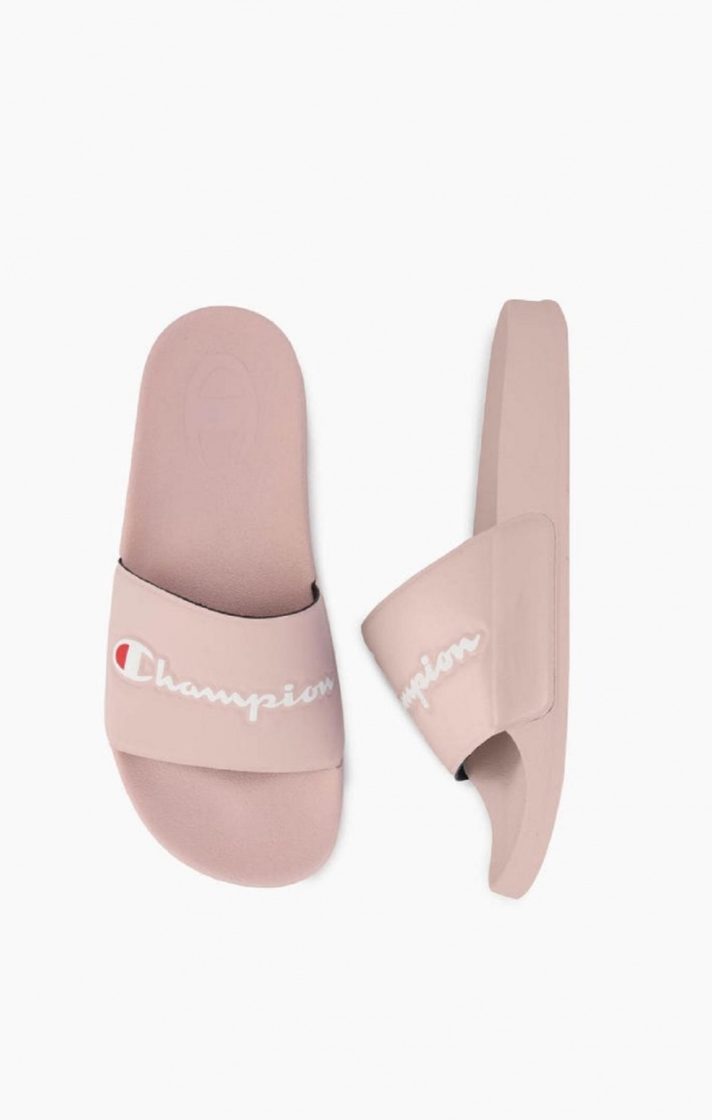 Claquette Champion Script Logo Pool Slides Femme Rose | 4723-IQSJU