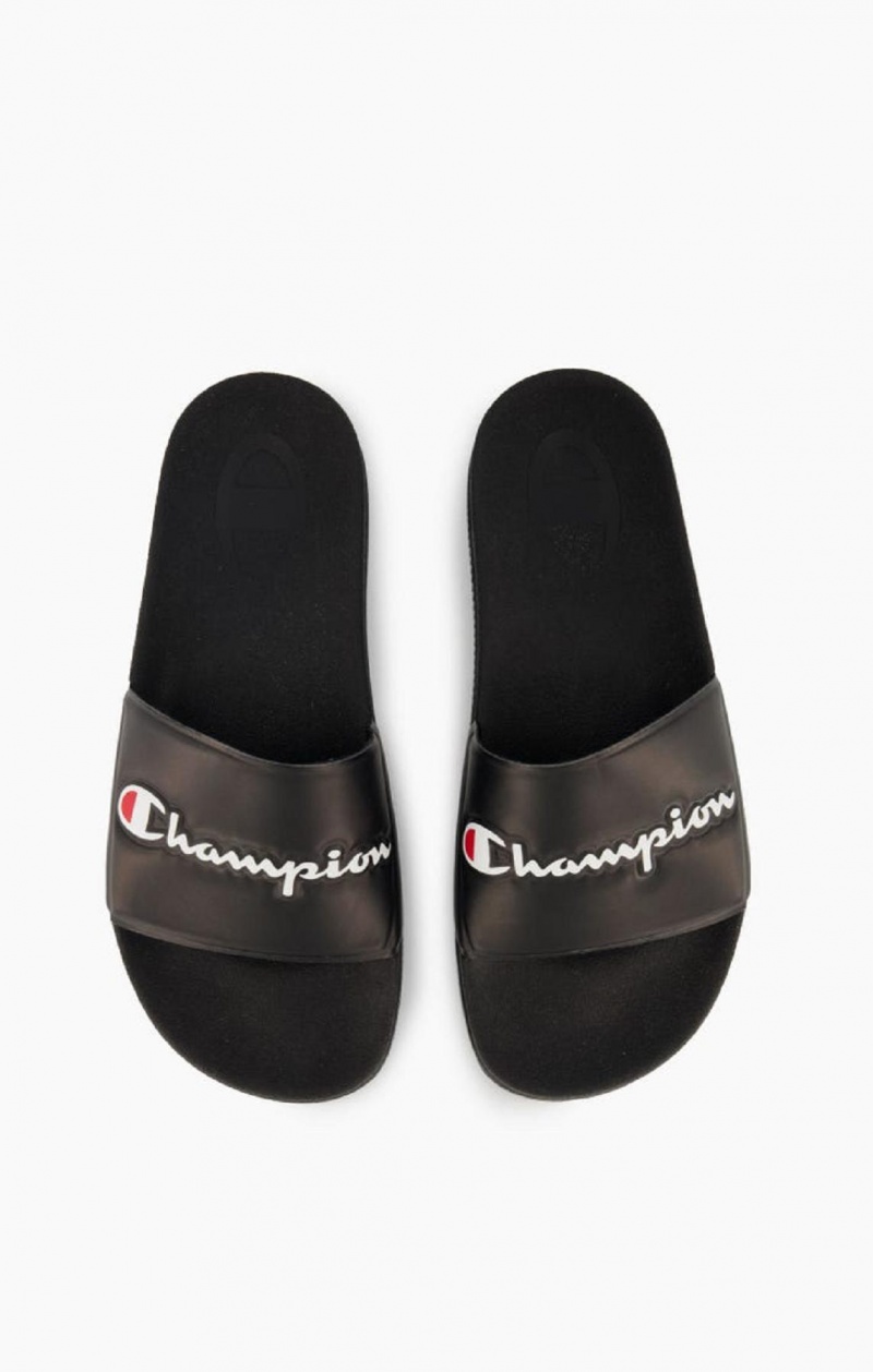 Claquette Champion Script Logo Pool Slides Femme Noir | 7480-CLBKH