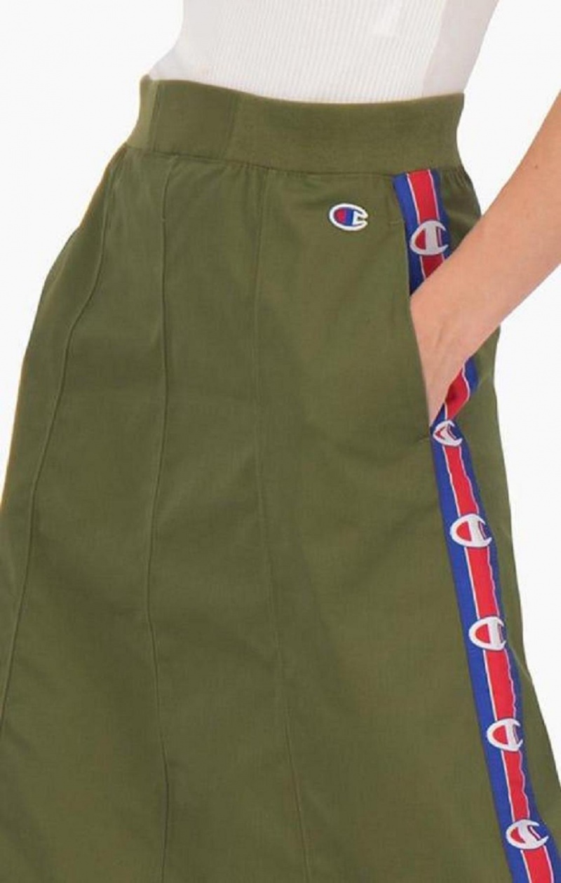 Jupes Champion Logo Tape Utility Midi Skirt Femme Vert Olive Vert | 9746-DZBYG