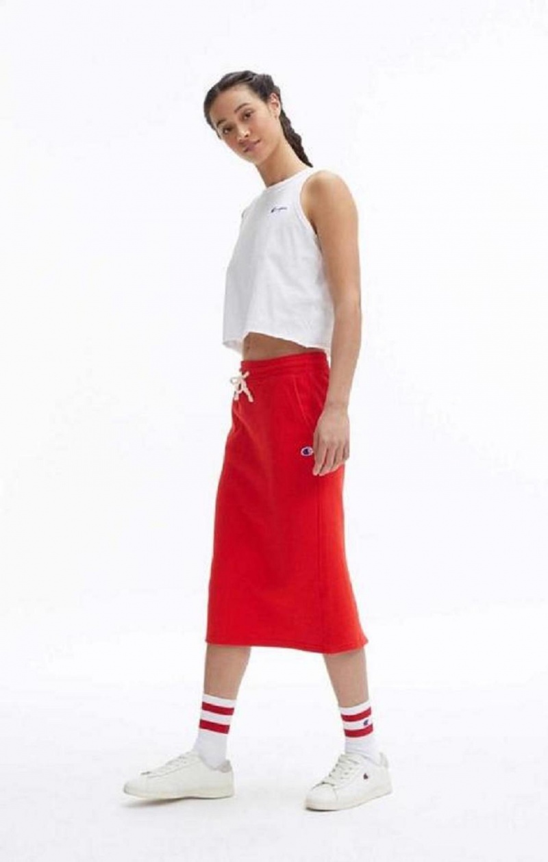 Jupes Champion Split Back Reverse Weave Midi Skirt Femme Rouge | 5608-ZLWCD