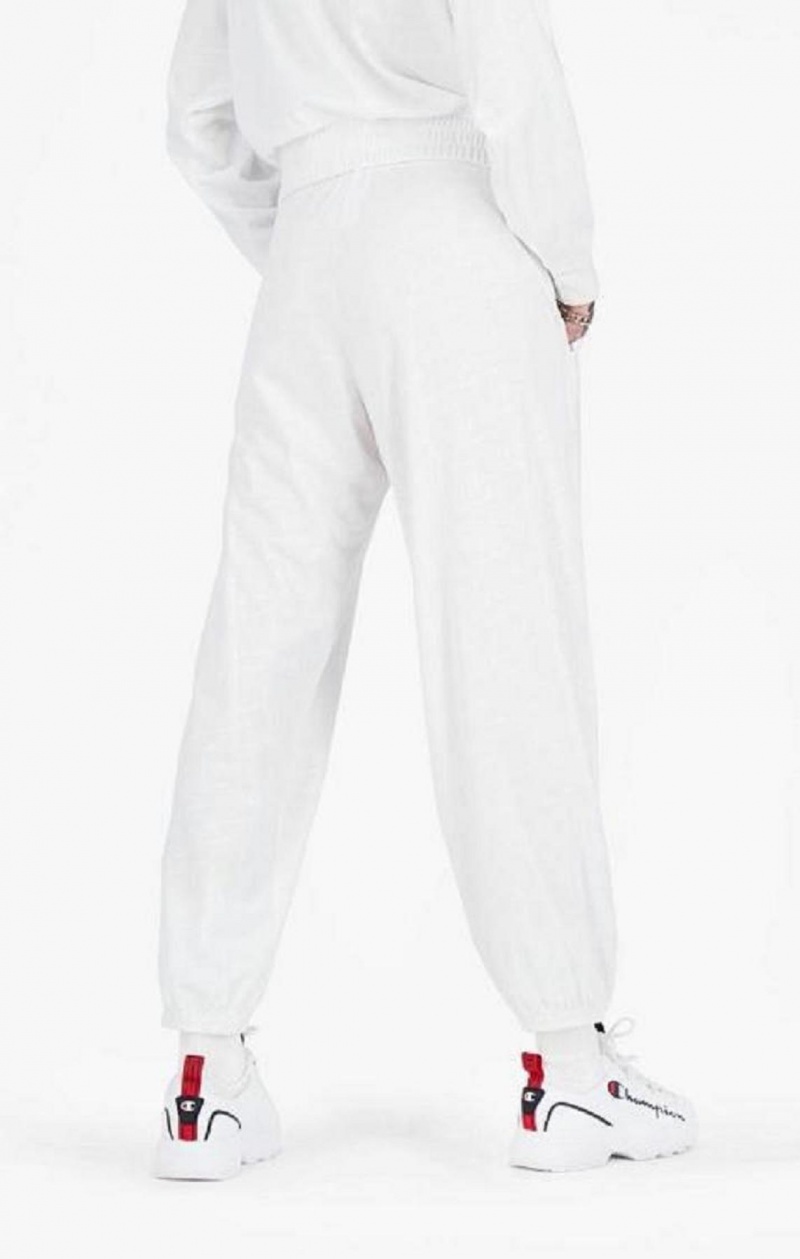 Pantalon Jogger Champion All-over Script Logo Print Piste Pants Femme Blanche | 6085-NJQEU