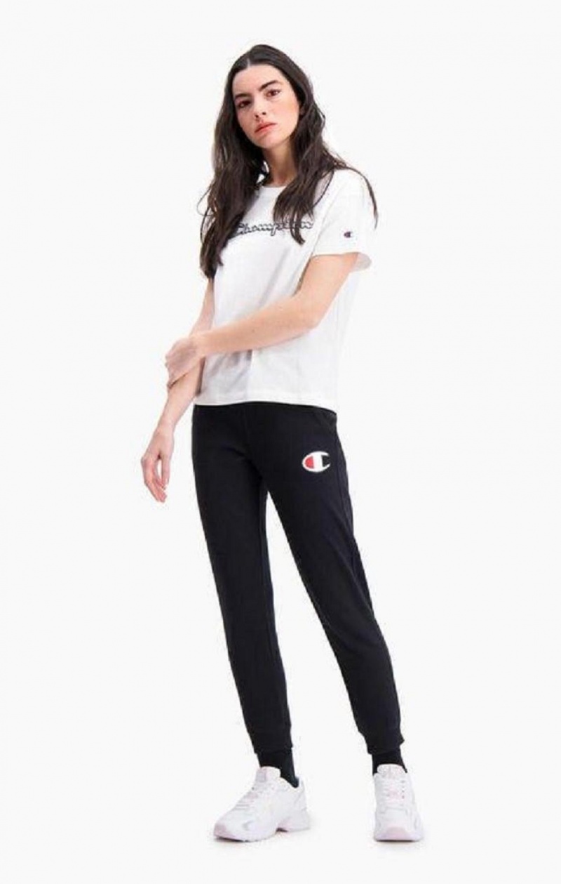 Pantalon Jogger Champion C Logo Nervuré Cuffed Joggers Femme Noir | 2341-XROCF