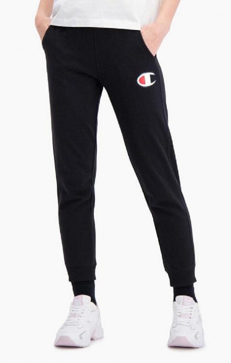 Pantalon Jogger Champion C Logo Nervuré Cuffed Joggers Femme Noir | 2341-XROCF