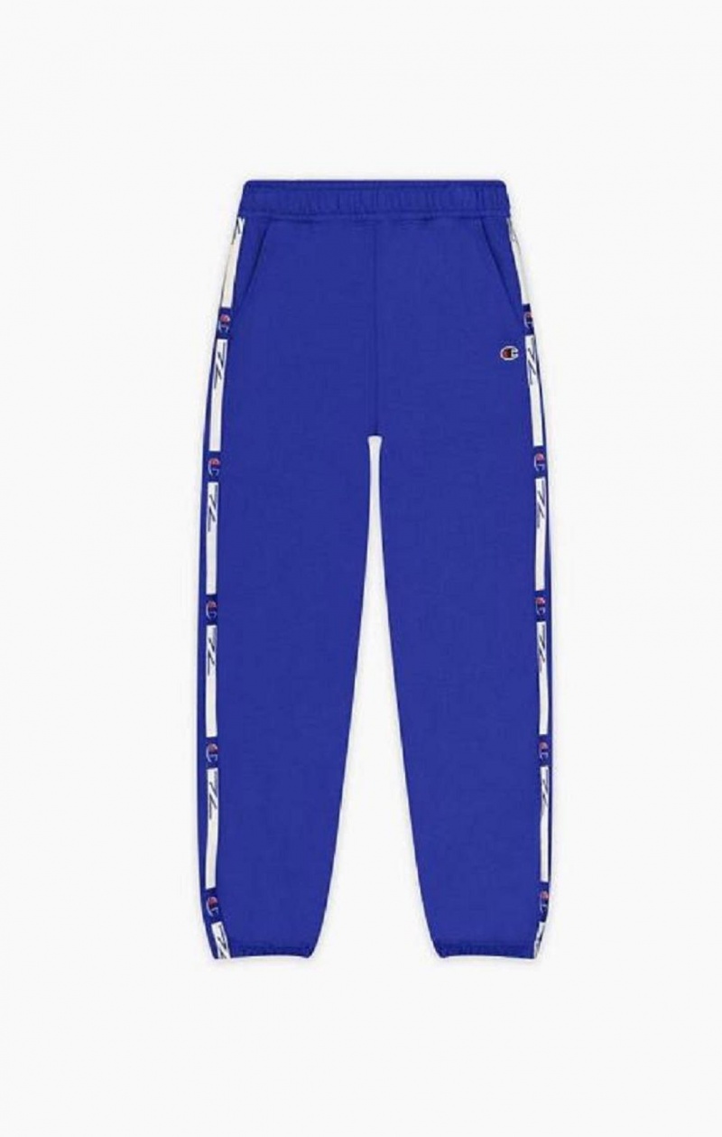 Pantalon Jogger Champion Contrast Jacquard Logo Tape Fleece Joggers Femme Bleu | 3012-ESRPF