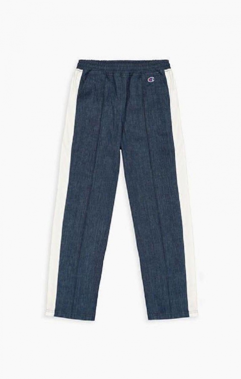 Pantalon Jogger Champion Denim Stripe Flared Piste Pants Femme Turquoise Bleu | 6973-NTBGV